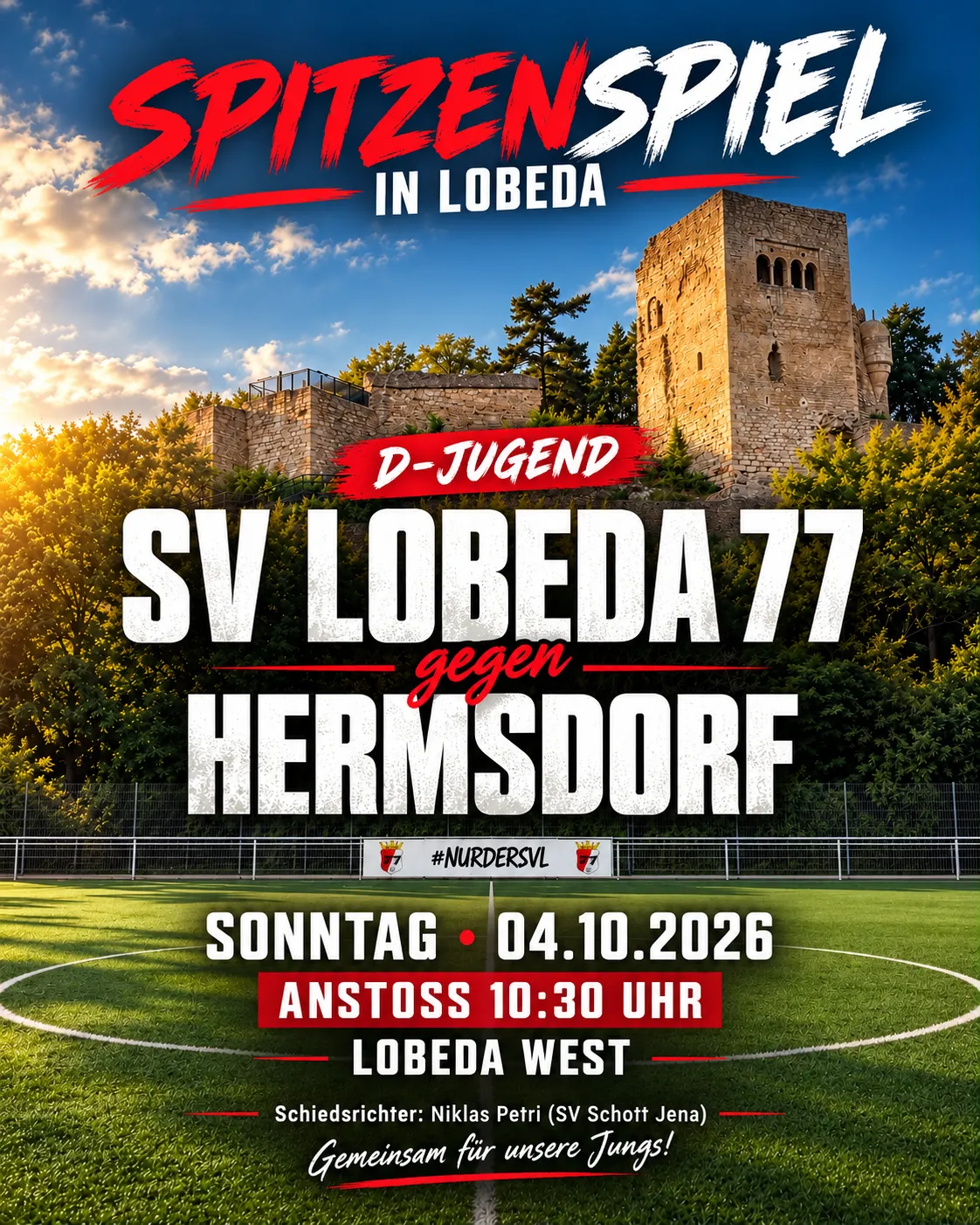 (D) Spitzenspiel in Lobeda West – unsere Jungs fordern den Tabellenführer!